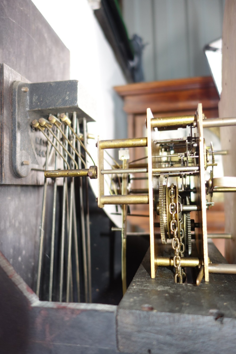 Good Quality Mahogany English Triple Weight Westminster Chiming Small Grandfather Longcase Clock - Circa 1920 View V