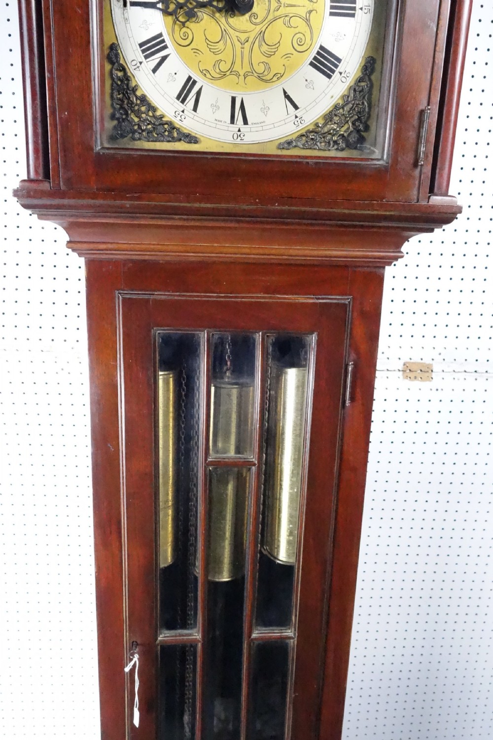 Good Quality Mahogany English Triple Weight Westminster Chiming Small Grandfather Longcase Clock - Circa 1920 View IX