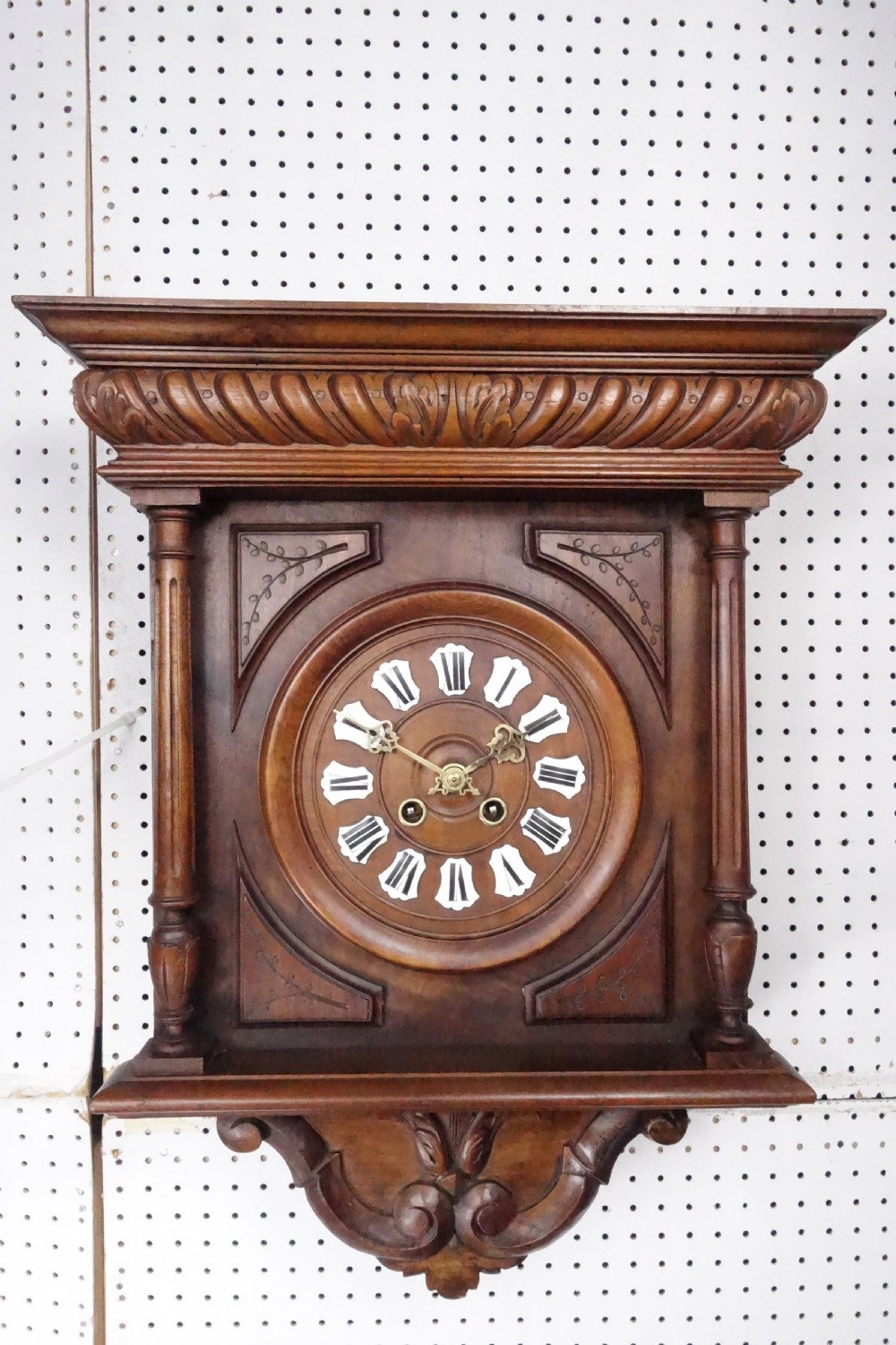Late 19th Century Walnut Black Forest Striking Wall Clock with Enamel Numbers