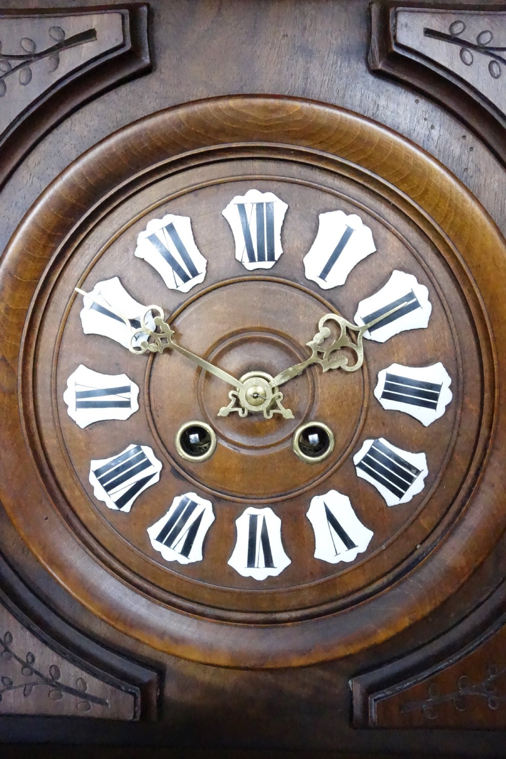 Late 19th Century Walnut Black Forest Striking Wall Clock with Enamel Numbers View IV