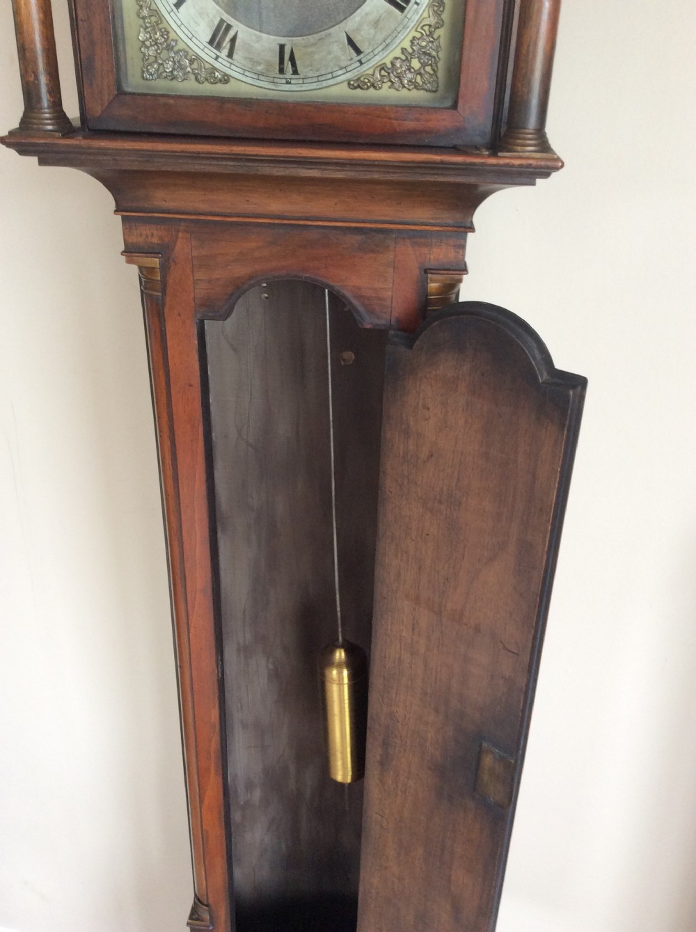 Gustav Becker Late 19th C. Figured Walnut Petite Chiming Grandfather or Grandmother Longcase Clock View III