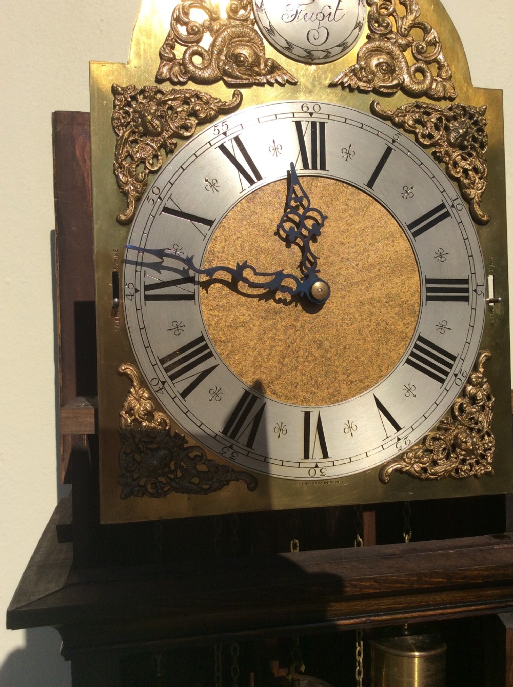 Triple Weight Westminster Chiming Musical Grandmother or Grandfather Longcase Clock with Fine Adjuster Veniers - Circa 1920 View VII