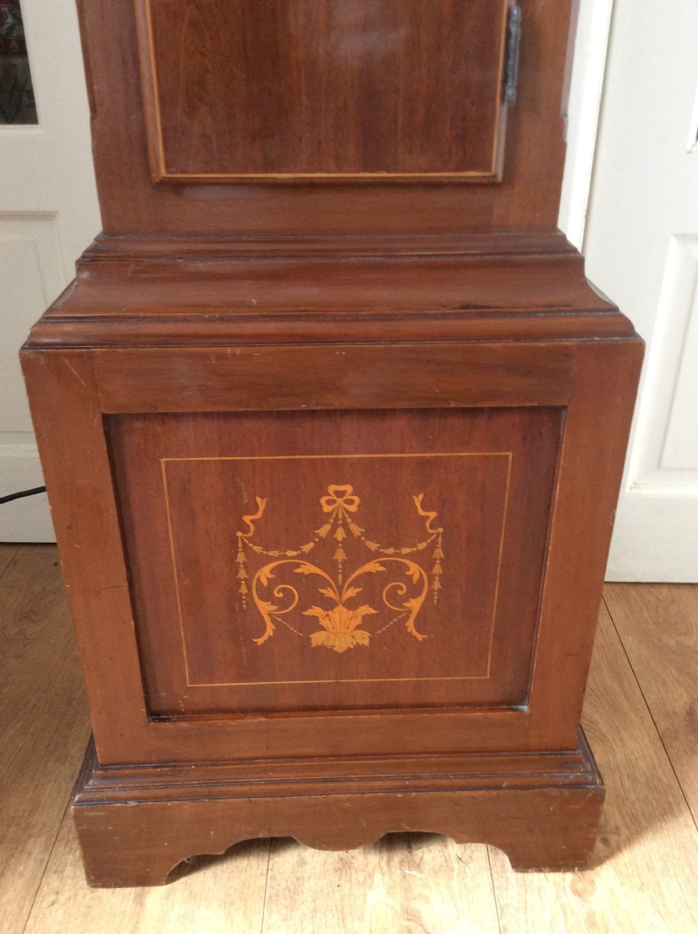 79in High Mahogany & Inlaid Grandfather or Grandmother Longcase Clock - Quarter Chimes View III