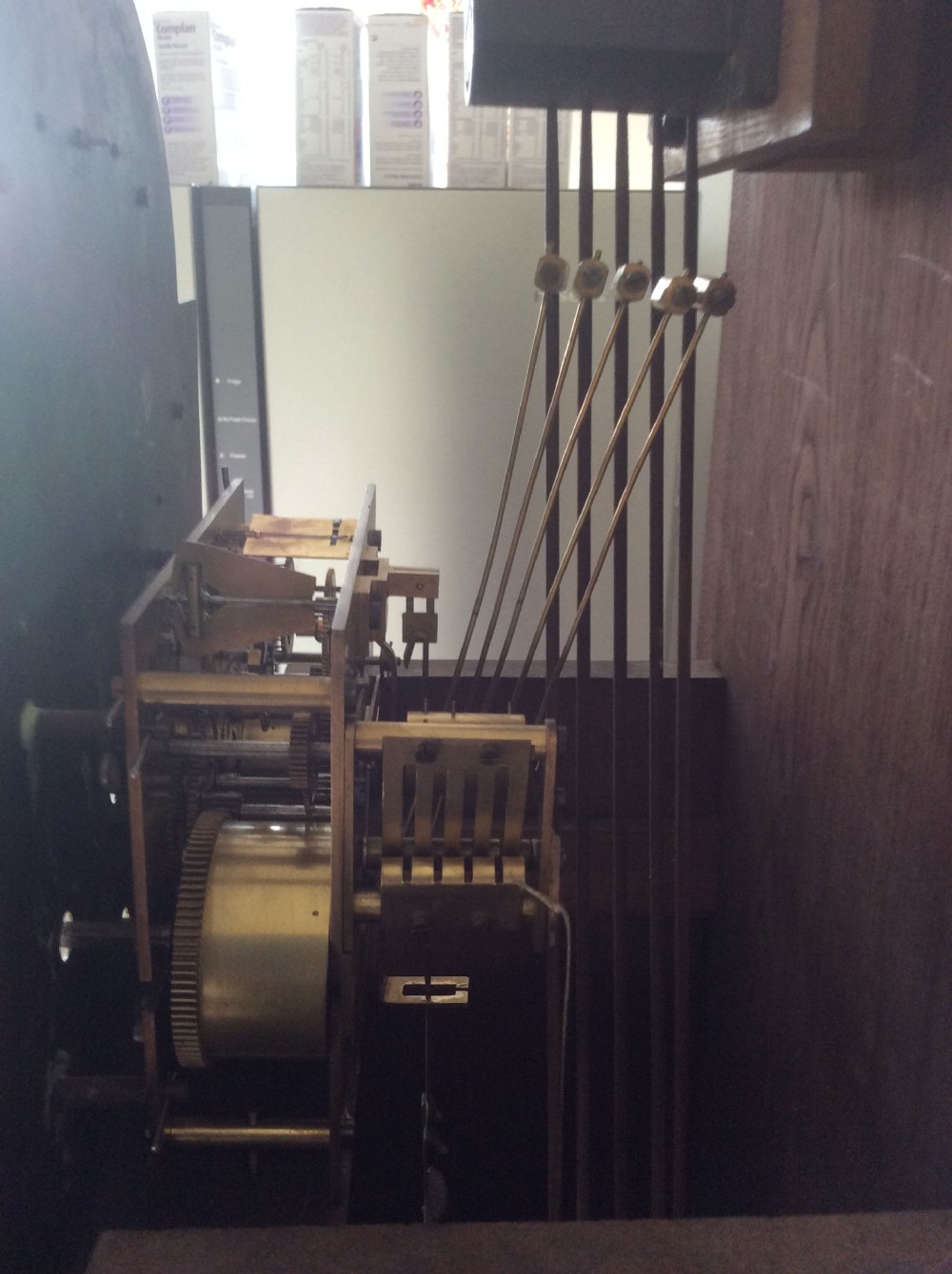 79in High Mahogany & Inlaid Grandfather or Grandmother Longcase Clock - Quarter Chimes View V