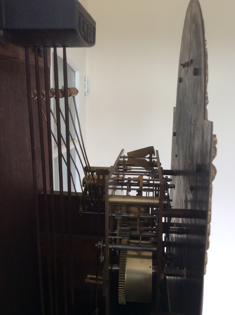 79in High Mahogany & Inlaid Grandfather or Grandmother Longcase Clock - Quarter Chimes View VI