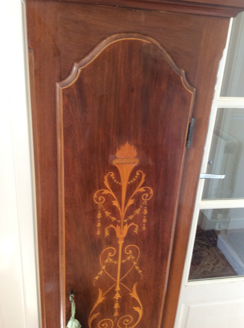 79in High Mahogany & Inlaid Grandfather or Grandmother Longcase Clock - Quarter Chimes View VII