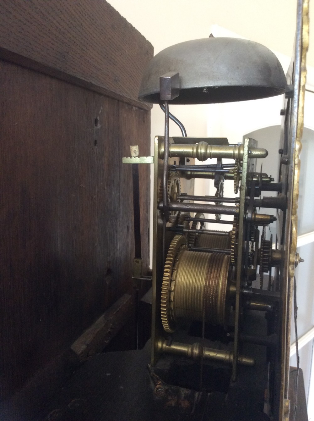 Georgian (GeorgeIII) Oak Cased Grandfather Longcase Clock with Inovative Rack Stop. Circa 1770 View VII