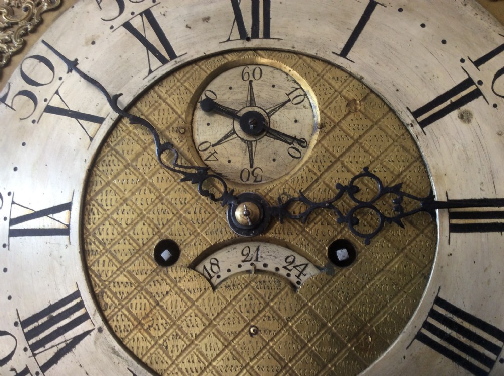 Georgian (GeorgeIII) Oak Cased Grandfather Longcase Clock with Inovative Rack Stop. Circa 1770 View X