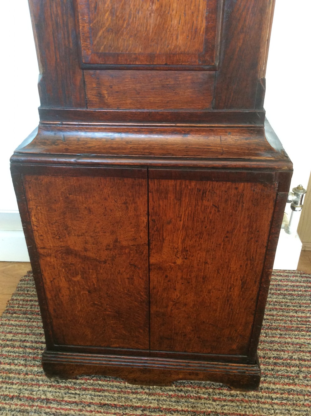 Rare Narwal or Unicorn Tusk style Hood Columns - Small Late 18th C. Georgian Oak Grandfather Longcase Clock  View VIII