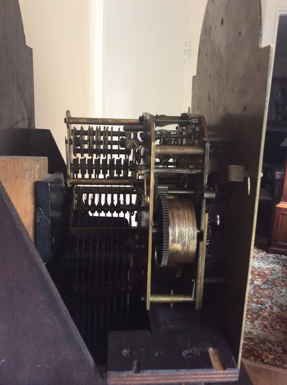 Gustav Becker Burr Walnut Grandmother Longcase Clock with 2 Tunes View II