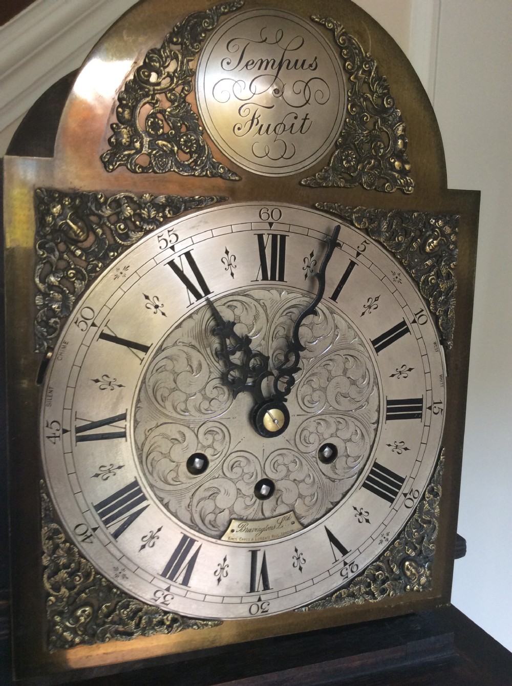 Gustav Becker Burr Walnut Grandmother Longcase Clock with 2 Tunes View VI
