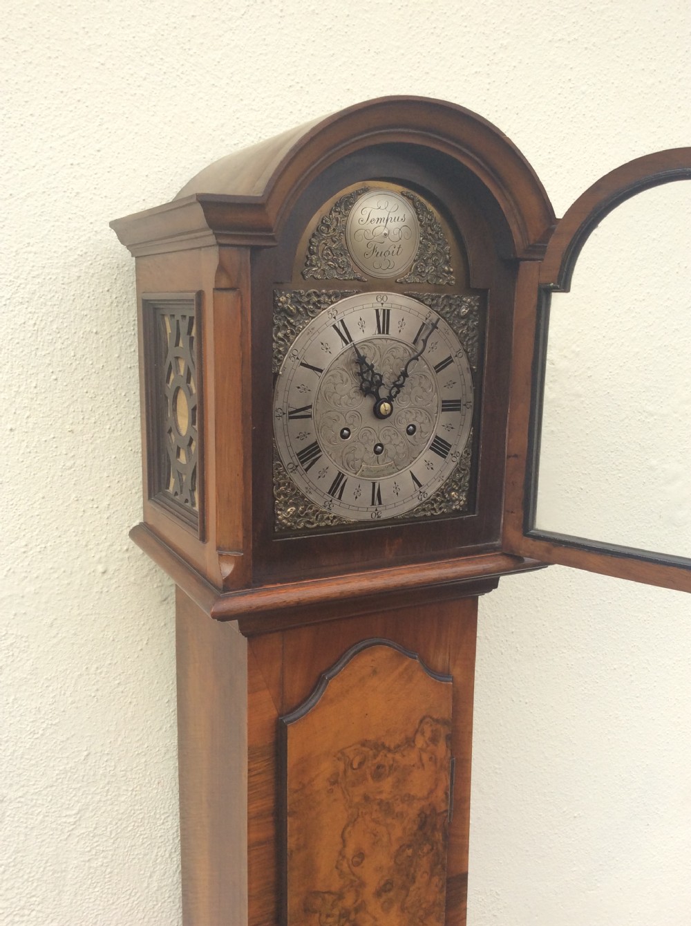 Gustav Becker Burr Walnut Grandmother Longcase Clock with 2 Tunes View X