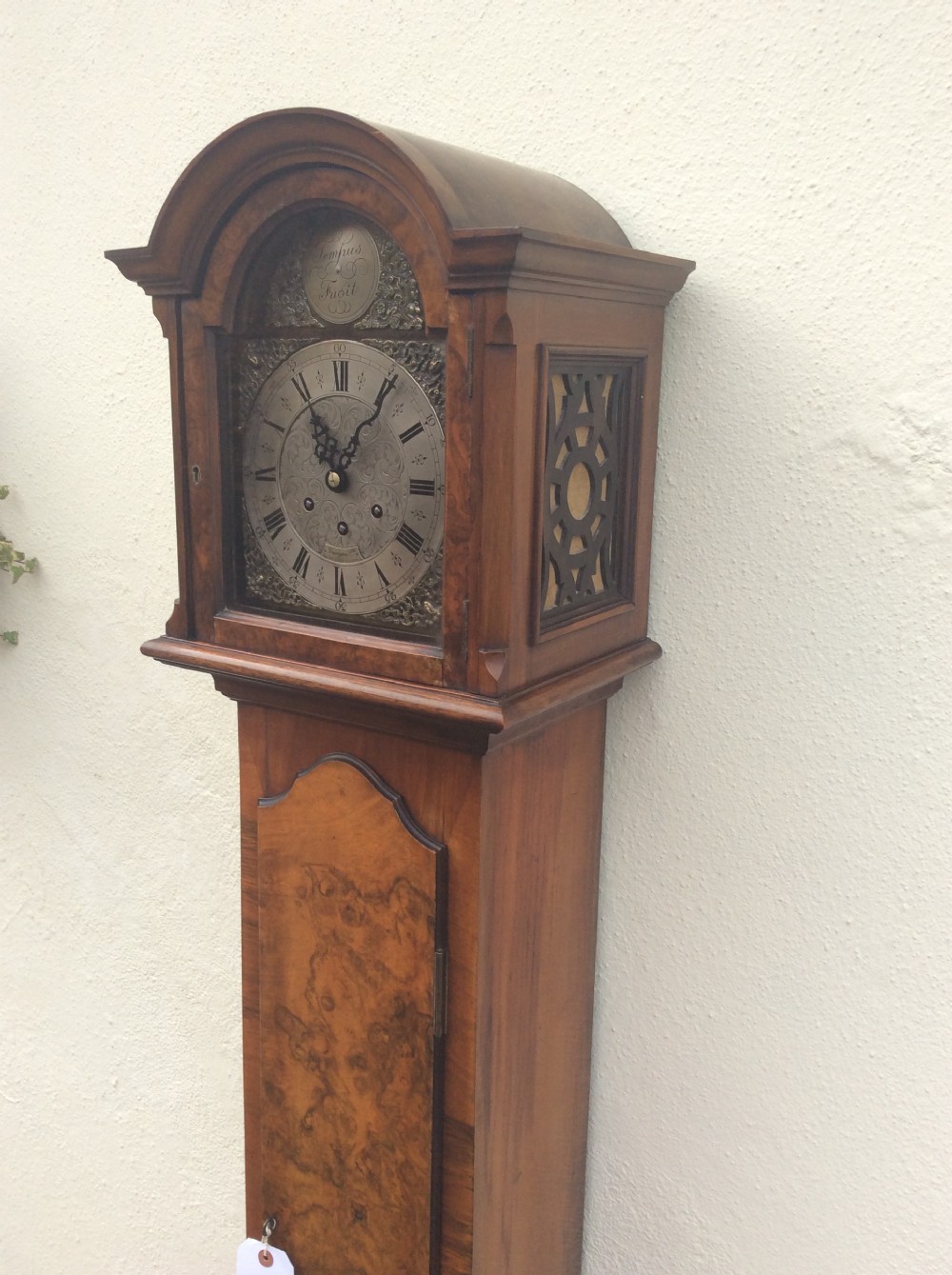 Gustav Becker Burr Walnut Grandmother Longcase Clock with 2 Tunes View XII