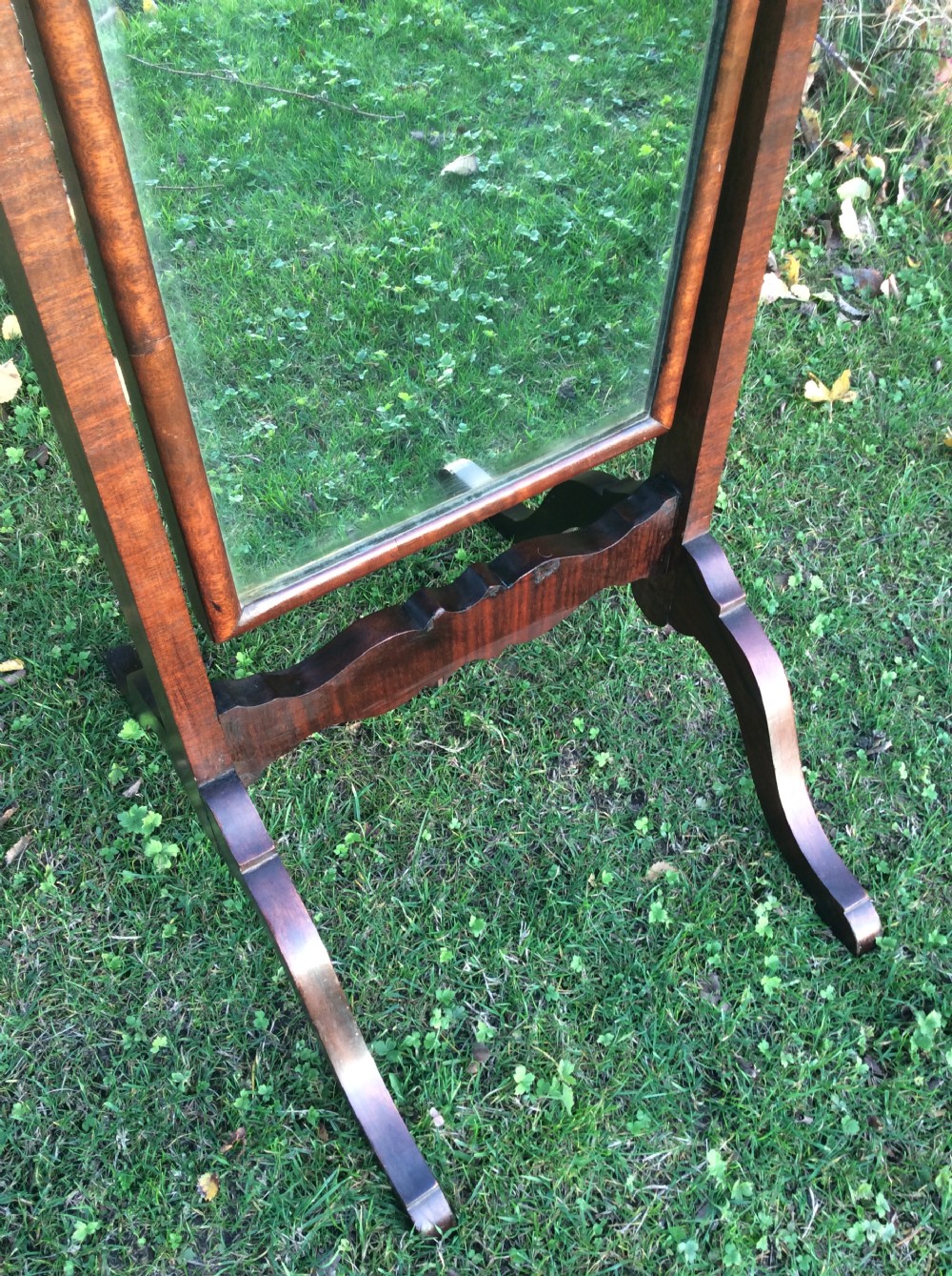 Fine Edwardian Mahogany Cheval Mirror View IV