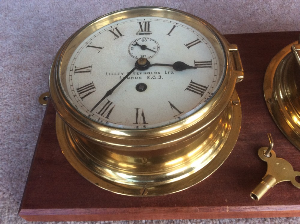 Marine Brass Dial Clock & Barometer Set by Lilley & Reynolds - circa 1930s View V