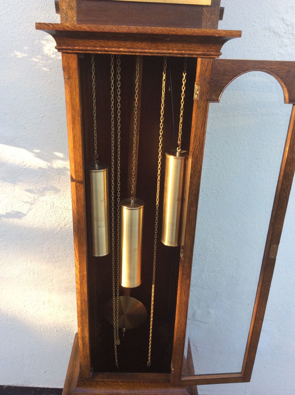 Fine 8 Day Oak Cased Triple Weight Triple Musical Tune Grandmother or Grandfather Longcase Clock View II