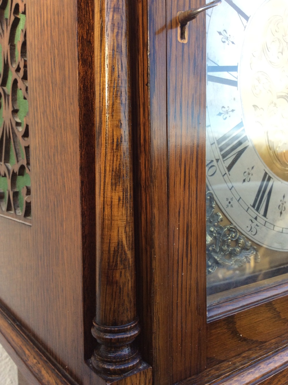 Fine 8 Day Oak Cased Triple Weight Triple Musical Tune Grandmother or Grandfather Longcase Clock View XII