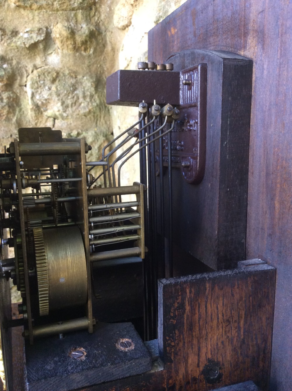 
Charming Small Oak Grandfather or Grandmother Longcase Clock with Barley Twist Columns Playing Westminster Chimes View III