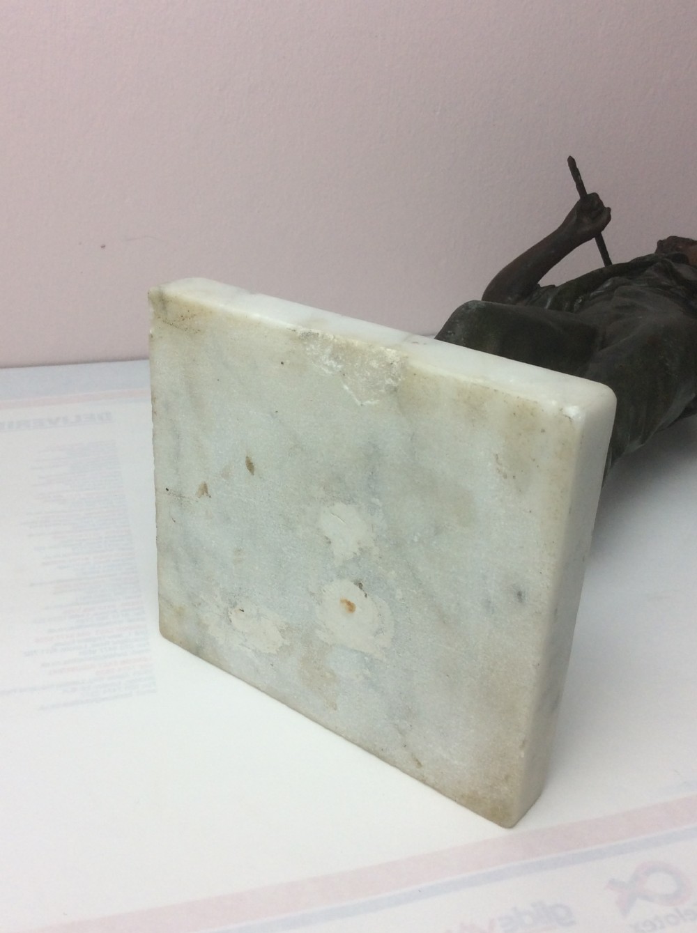 “Little Boy Blue” Bronzed Spelter Figural Statue on Marble Base View IV