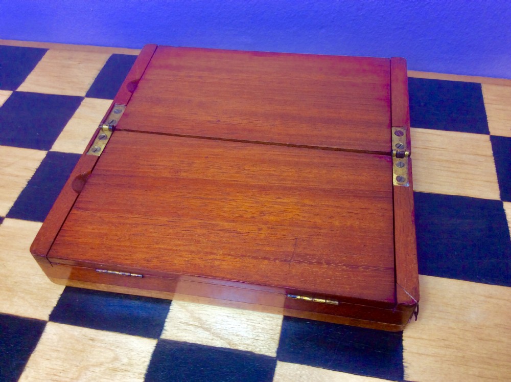 Jaques Style Mahogany Travelling Box/Board and Miniature Bone Chess Set View VIII