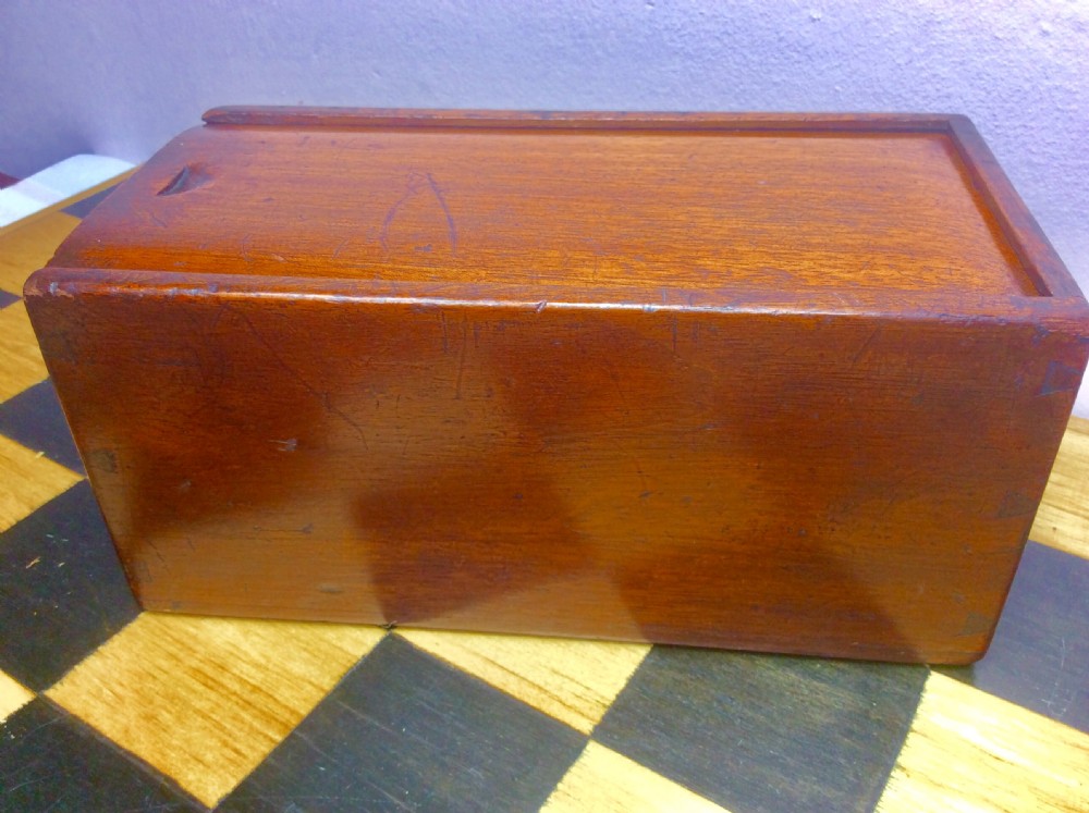 Large 19th Century Staunton Box Wood & Ebony Weighted Chess Set in Mahogany Box. View XI
