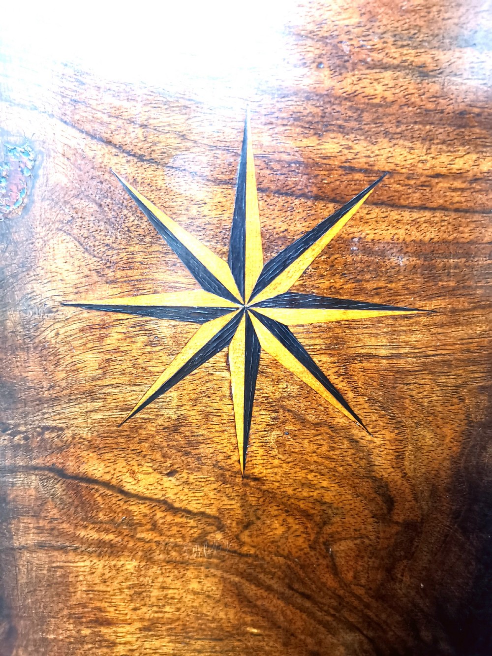Late 19th Century Walnut with Star Inlay and Barley Twist Columns Grandmother or Small Grandfather Longcase Quarter Chiming Clock.  View IV