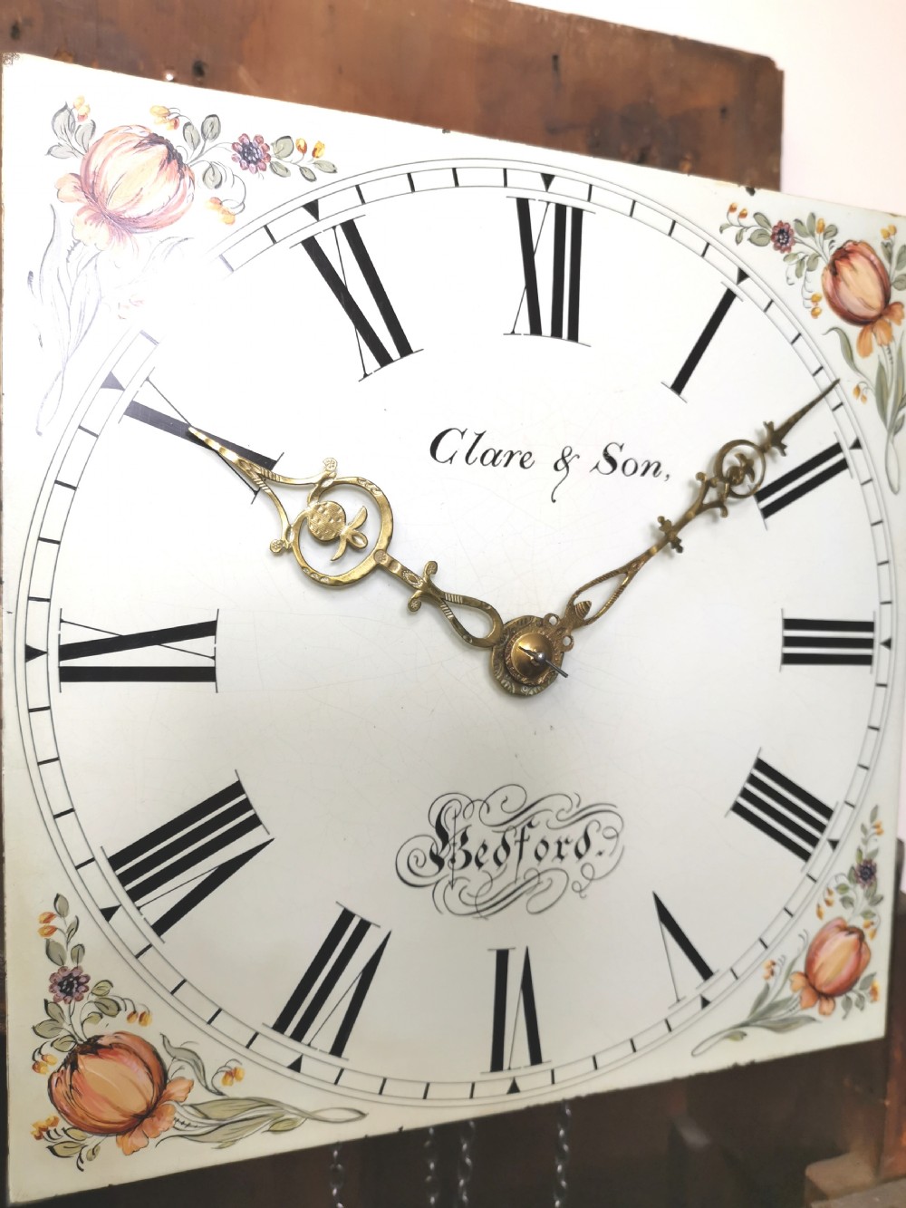 Clare & Son Bedford. Small Oak & Mahogany Banded 19th Century Longcase Clock. Renowned Bedford Clock making Family View II