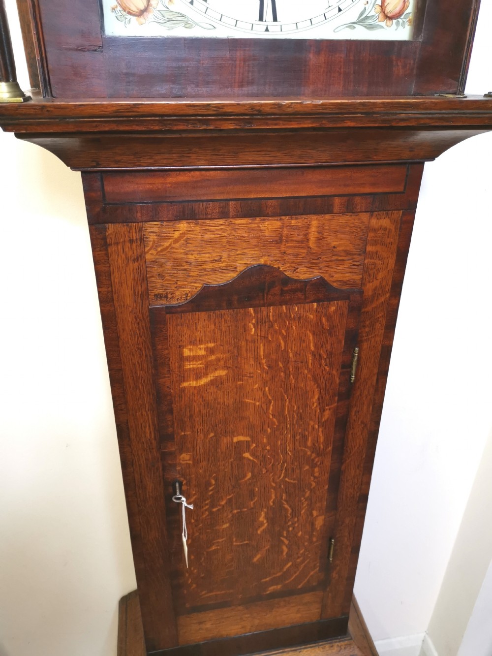 Clare & Son Bedford. Small Oak & Mahogany Banded 19th Century Longcase Clock. Renowned Bedford Clock making Family View III