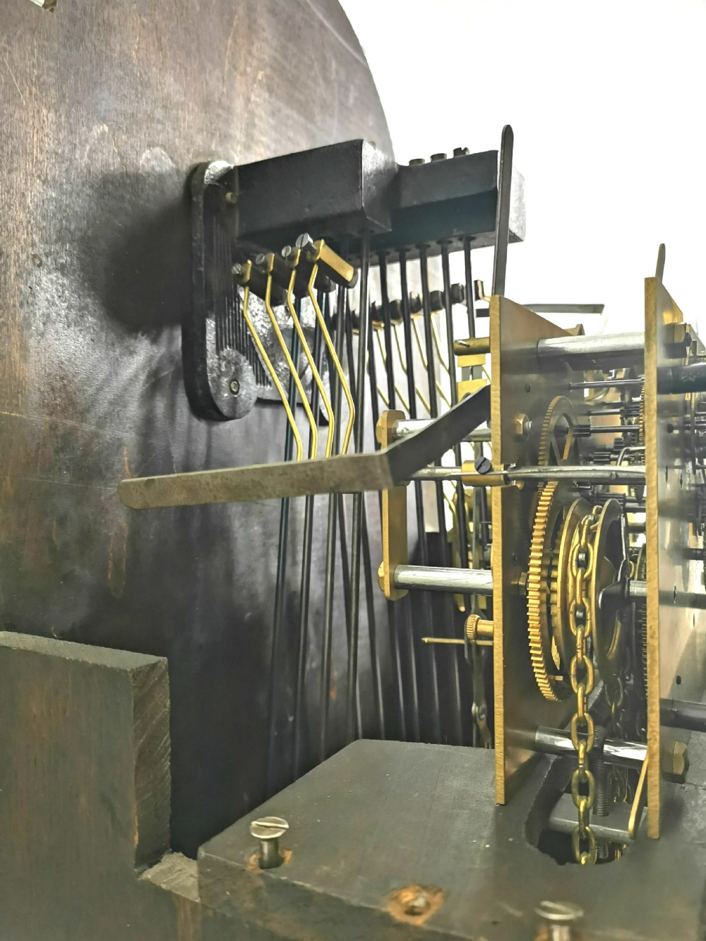 Triple Weight, 2 Mellow Tunes on 8 Gongs Oak Cased Grandmother or Grandfather Musical Longcase Clock View III