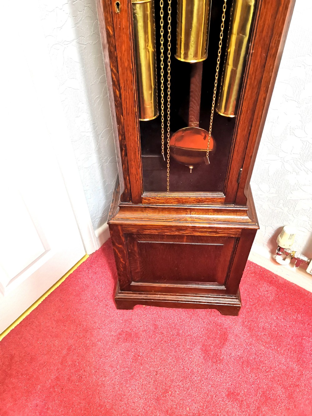 Triple Weight, 2 Mellow Tunes on 8 Gongs Oak Cased Grandmother or Grandfather Musical Longcase Clock View VII