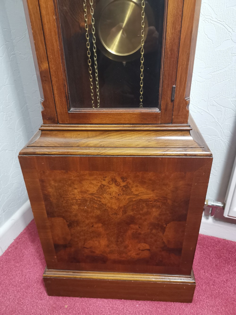 Triple Weight Triple Tune Warm Walnut Grandmother or Grandfather Musical Longcase Clock View IV