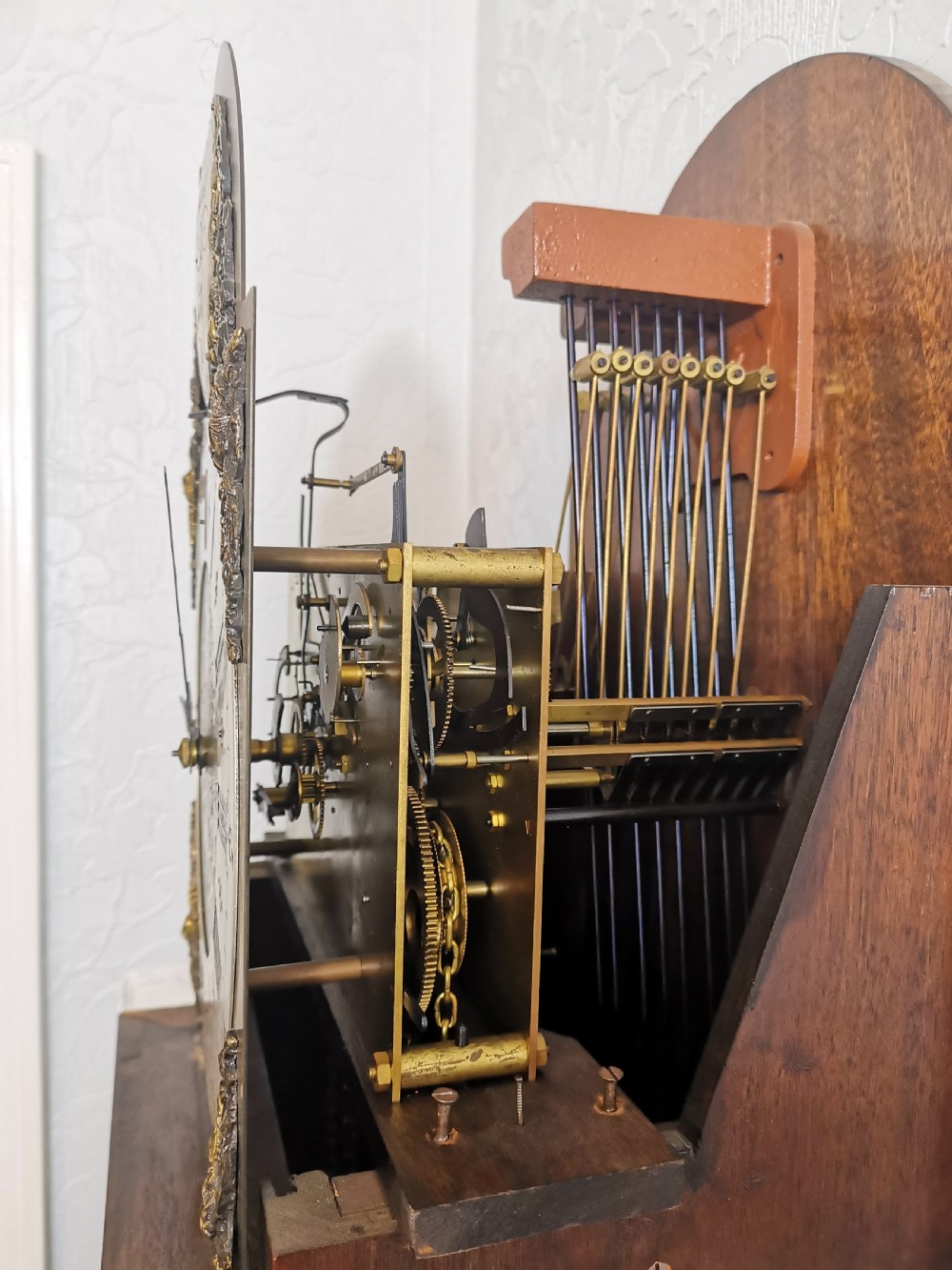 Triple Weight Triple Tune Warm Walnut Grandmother or Grandfather Musical Longcase Clock View VII