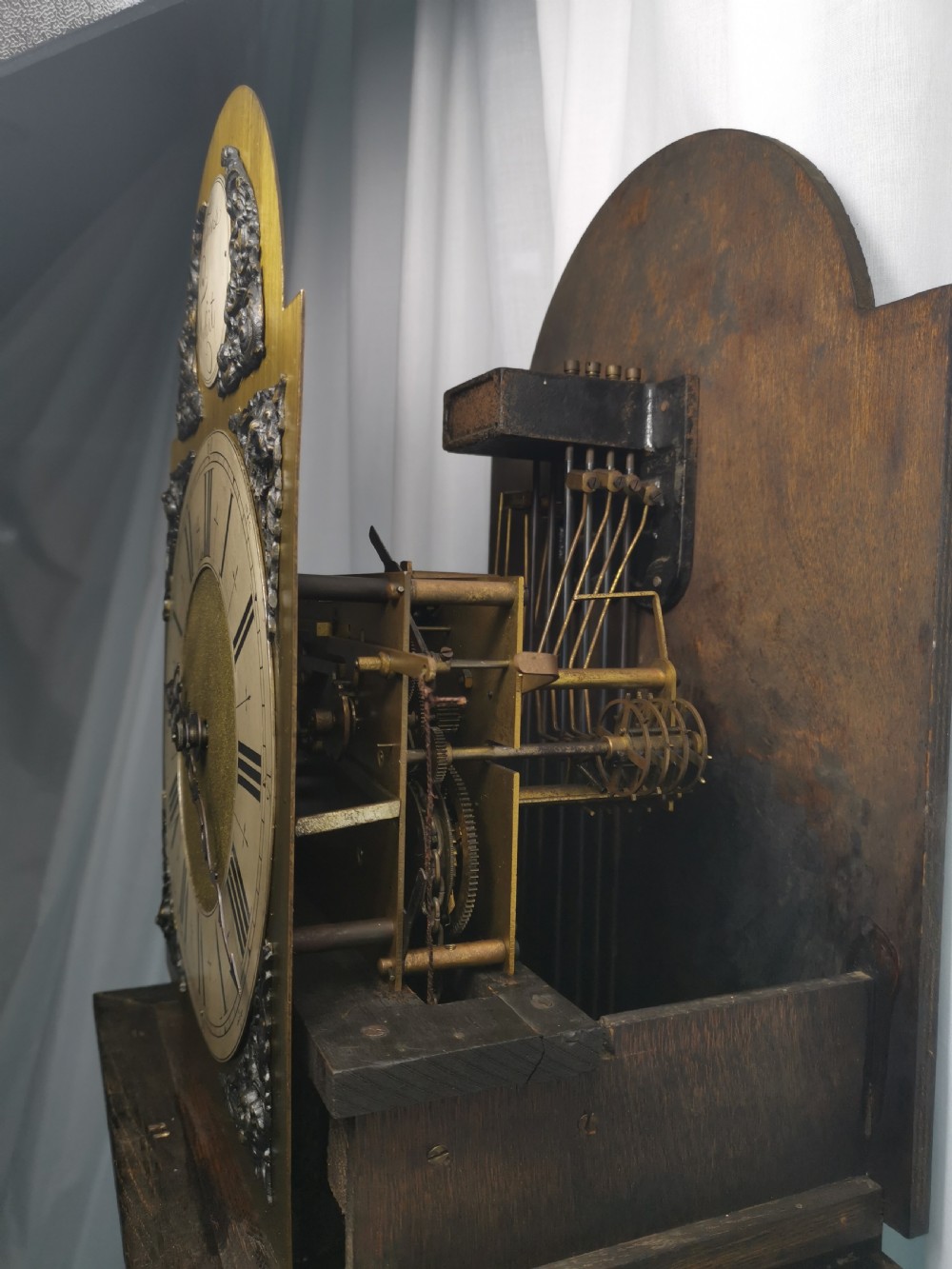 Triple Weight Westminster Chiming Musical Grandfather or Grandmother Oak Glass Fronted Cased Longcase Clock View VI