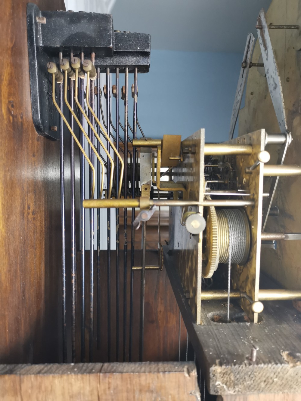 Impressive Triple Tune Triple Weight Musical Astigal Glazed Oak Grandfather Longcase Clock with Strike & Silent View VI
