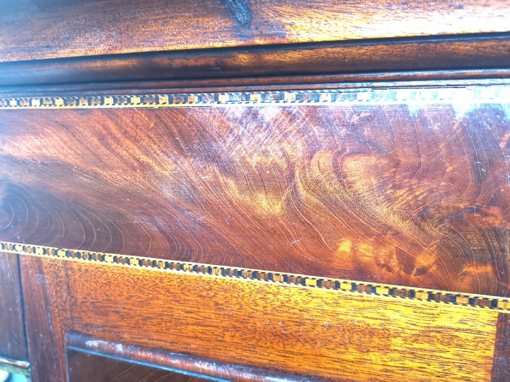 Late Georgian 8 Day Mahogany & Inlaid Grandfather Longcase Clock with Hour Striking & Painted Dial View III