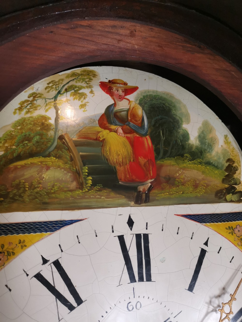Late Georgian 8 Day Mahogany & Inlaid Grandfather Longcase Clock with Hour Striking & Painted Dial View X