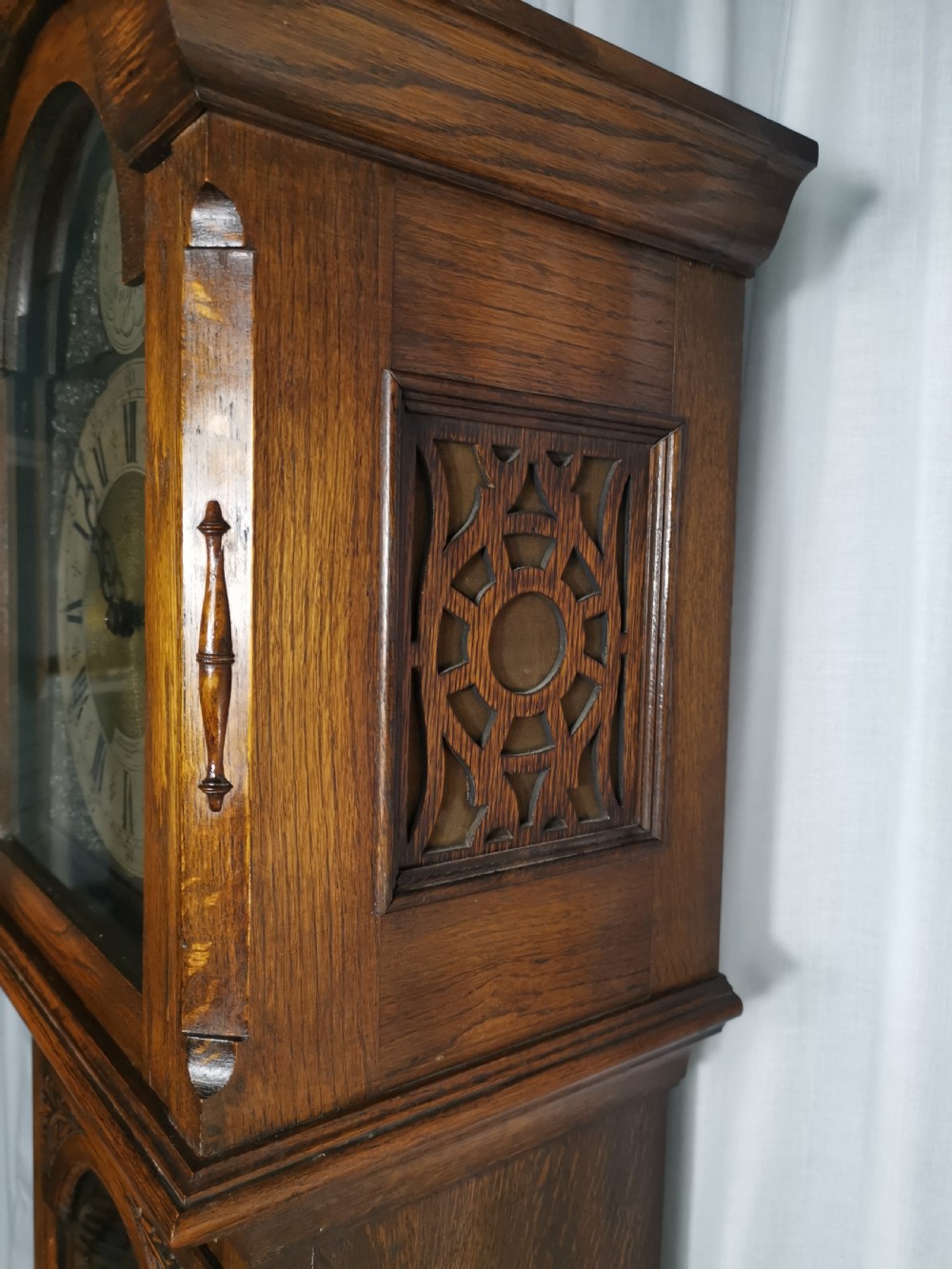 Bravingtons Ltd 1920/30 Mellow Sounding Westminster Musical 1/4 Chiming Triple Weight Glass Fronted Oak Cased Grandfather Longcase Clock View II