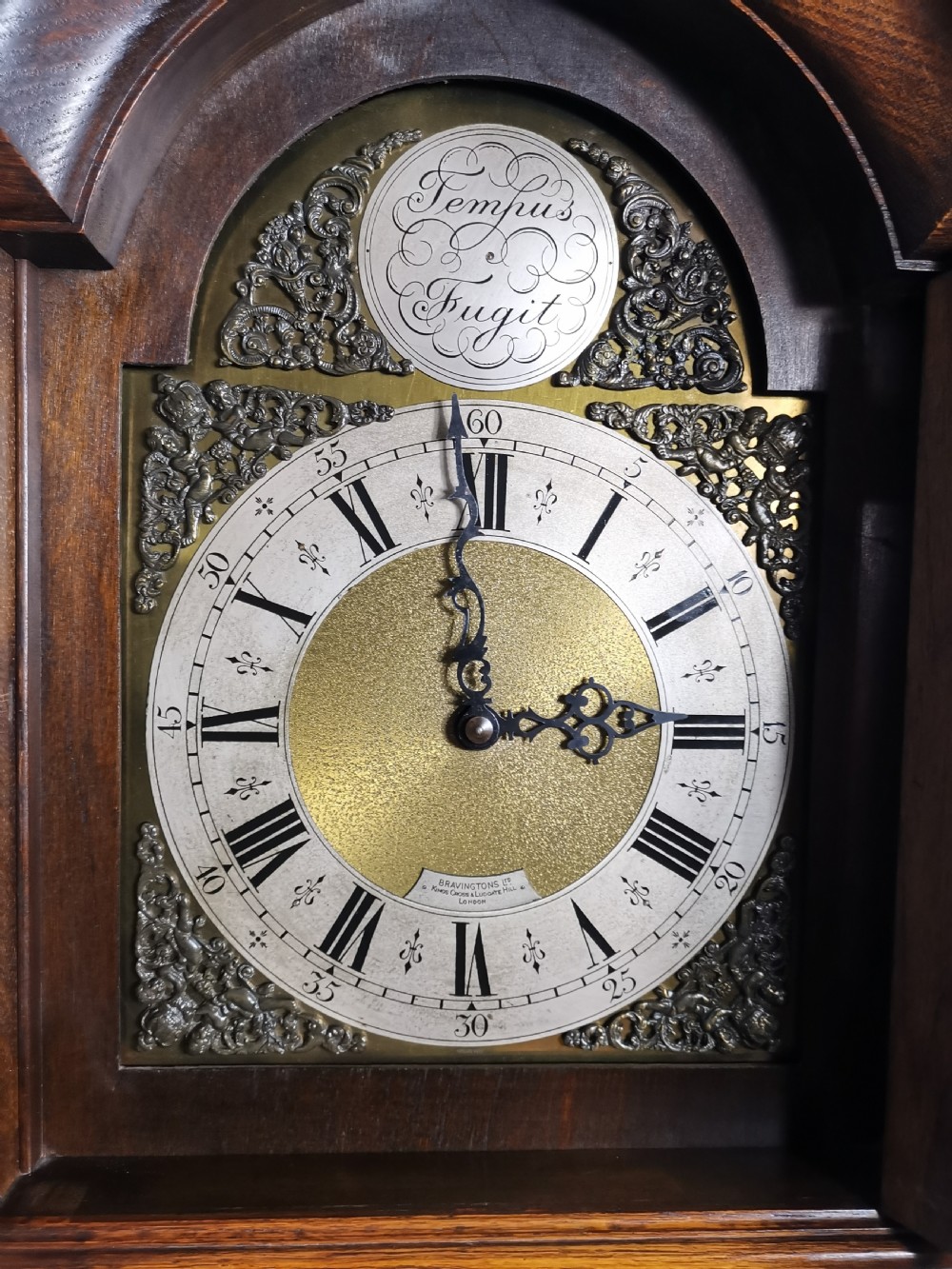 Bravingtons Ltd 1920/30 Mellow Sounding Westminster Musical 1/4 Chiming Triple Weight Glass Fronted Oak Cased Grandfather Longcase Clock View IV