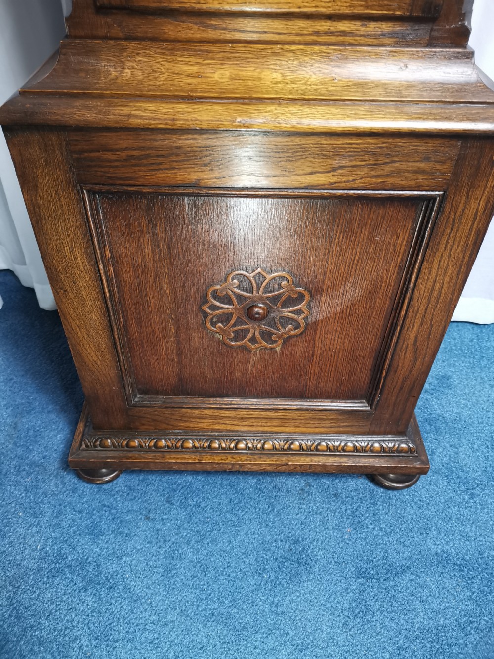 Bravingtons Ltd 1920/30 Mellow Sounding Westminster Musical 1/4 Chiming Triple Weight Glass Fronted Oak Cased Grandfather Longcase Clock View V