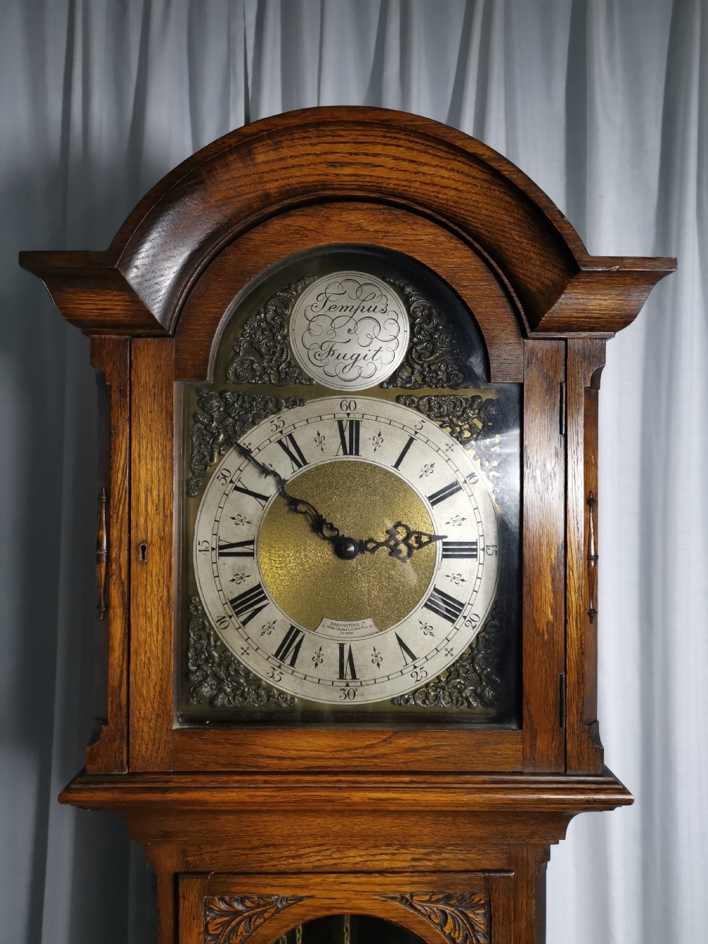 Bravingtons Ltd 1920/30 Mellow Sounding Westminster Musical 1/4 Chiming Triple Weight Glass Fronted Oak Cased Grandfather Longcase Clock View IX