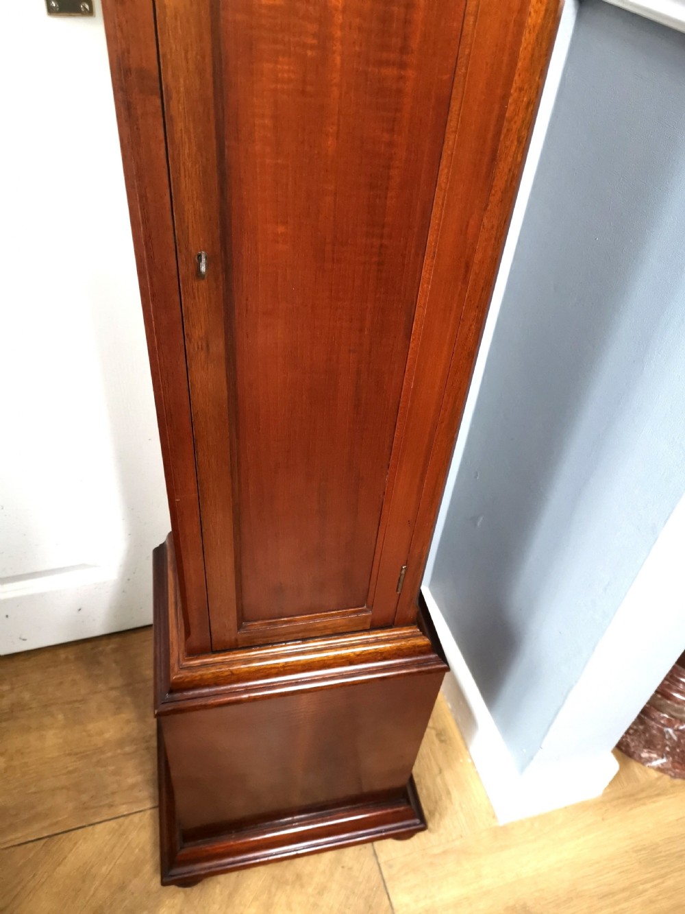 Mahogany Musical Quarter Chiming Grandmother Longcase Clock by Easterbrook Torquay Devon  View IV