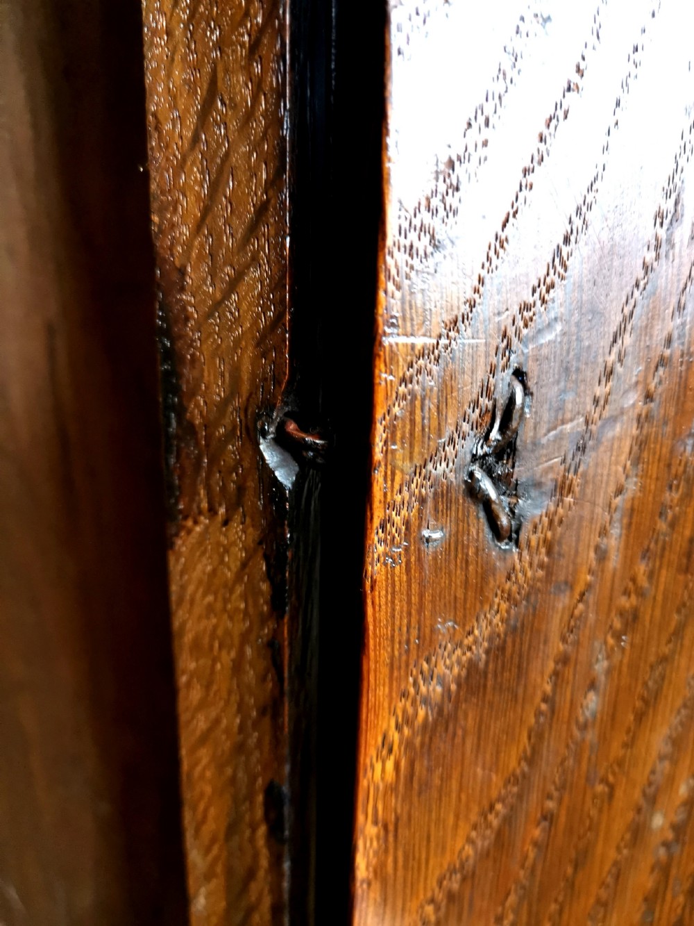 Circa 1718 Early and Rare Noah Pridham of Sherborne Dorset Single Finger Birdcage 30 Hour Oak Grandfather Longcase Clock with Original Features View IV