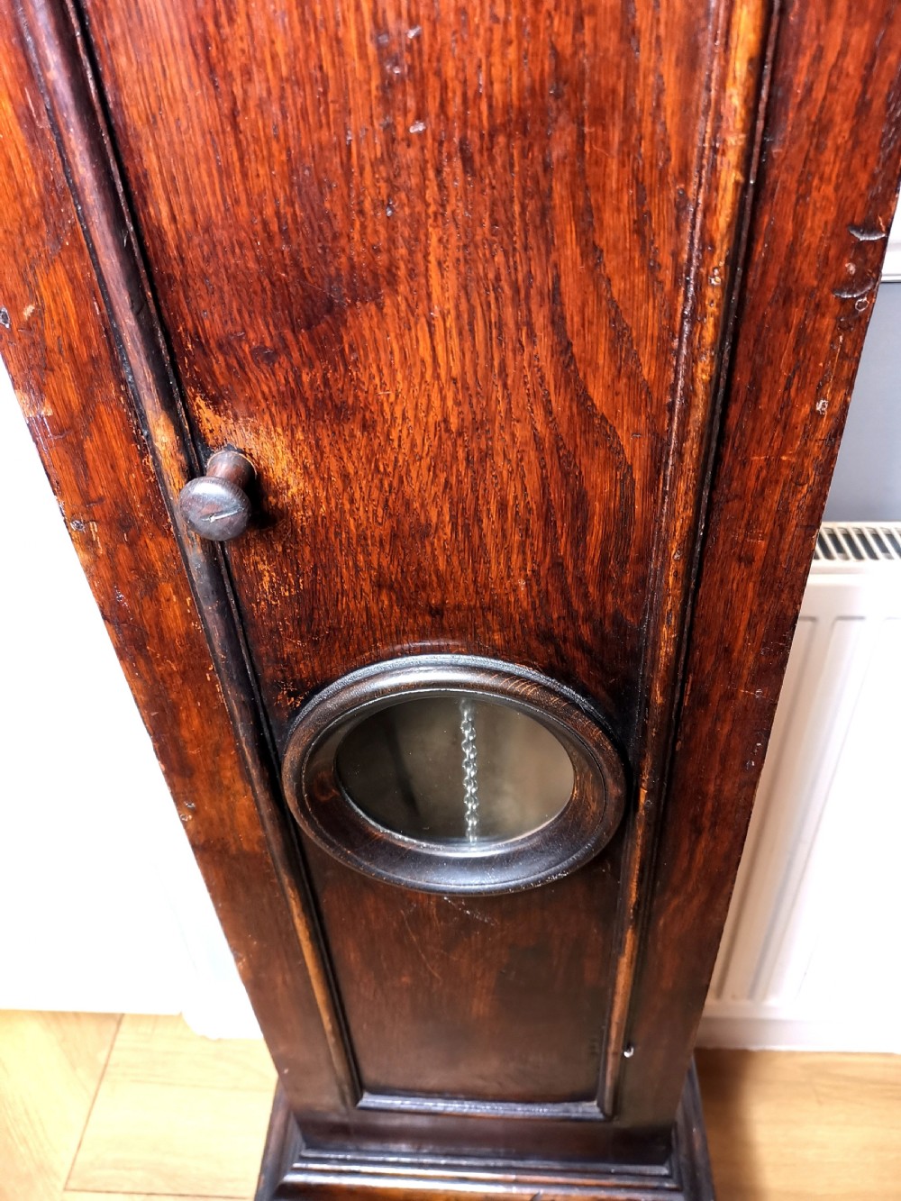 Circa 1718 Early and Rare Noah Pridham of Sherborne Dorset Single Finger Birdcage 30 Hour Oak Grandfather Longcase Clock with Original Features View VIII