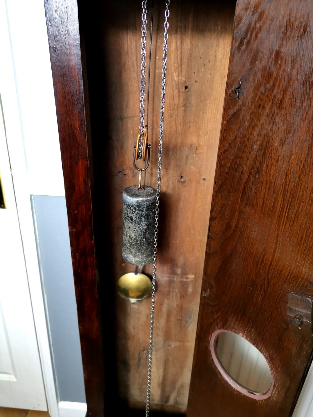 Circa 1718 Early and Rare Noah Pridham of Sherborne Dorset Single Finger Birdcage 30 Hour Oak Grandfather Longcase Clock with Original Features View IX