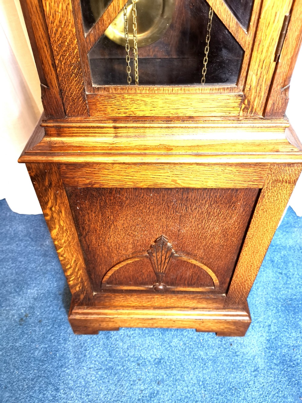 Astagal Glazed Triple Weight Twin Tune Musical Quarter Chiming Oak Grandmother or Grandfather Longcase Clock. View II