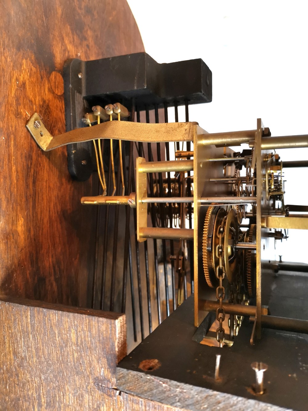 Astagal Glazed Triple Weight Twin Tune Musical Quarter Chiming Oak Grandmother or Grandfather Longcase Clock. View III