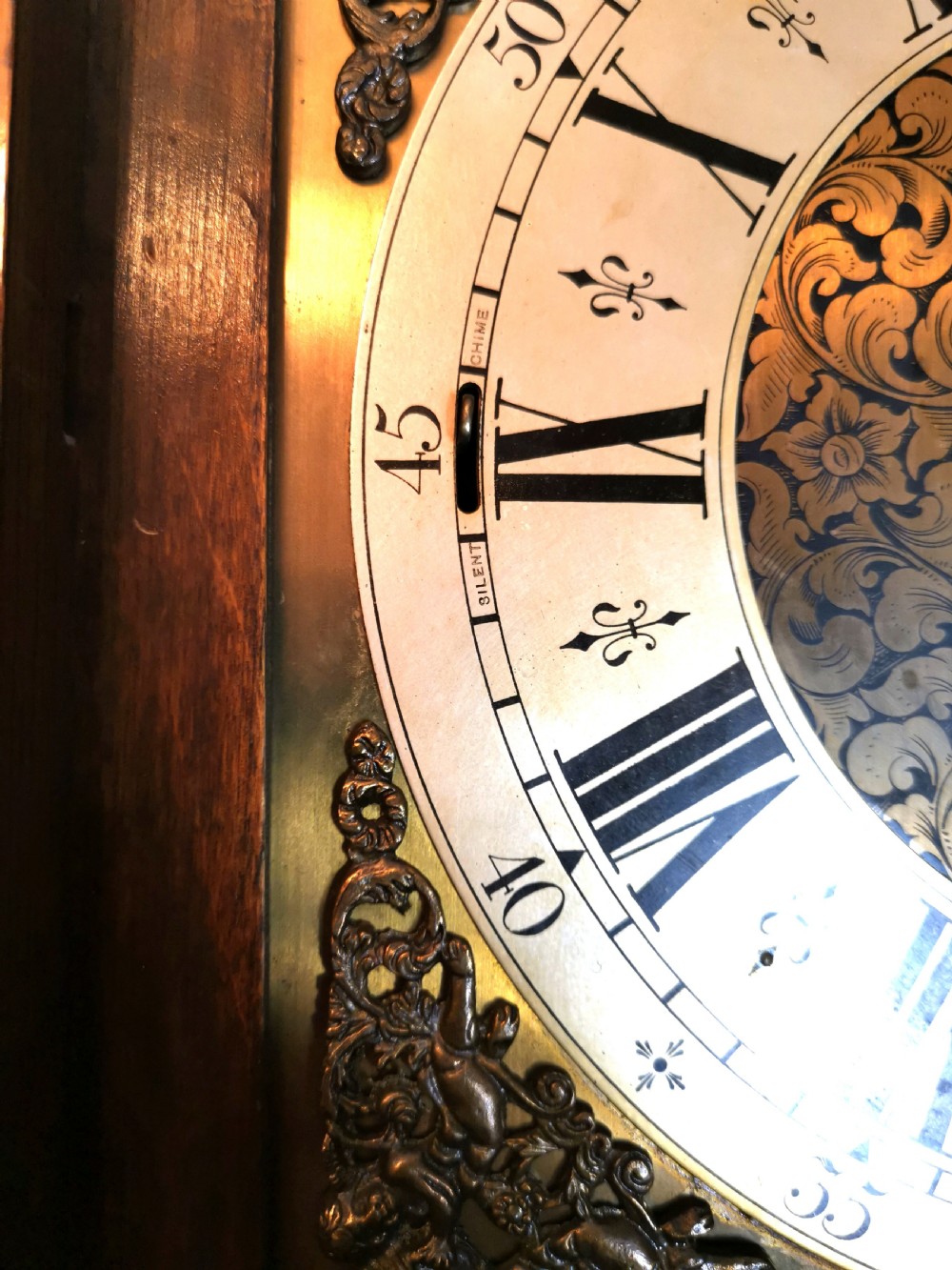 Astagal Glazed Triple Weight Twin Tune Musical Quarter Chiming Oak Grandmother or Grandfather Longcase Clock. View VI