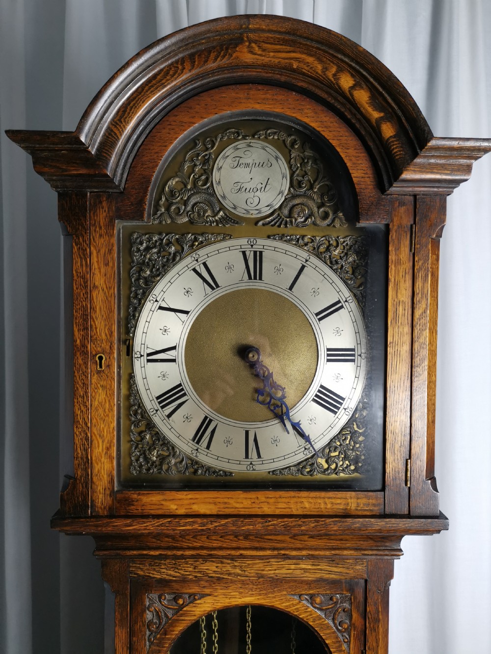 Mellow Sounding Triple Weight 4 or 8 Gong Musical Quarter Chiming Glass Fronted English Grandfather/Grandmother Longcase Clock View II
