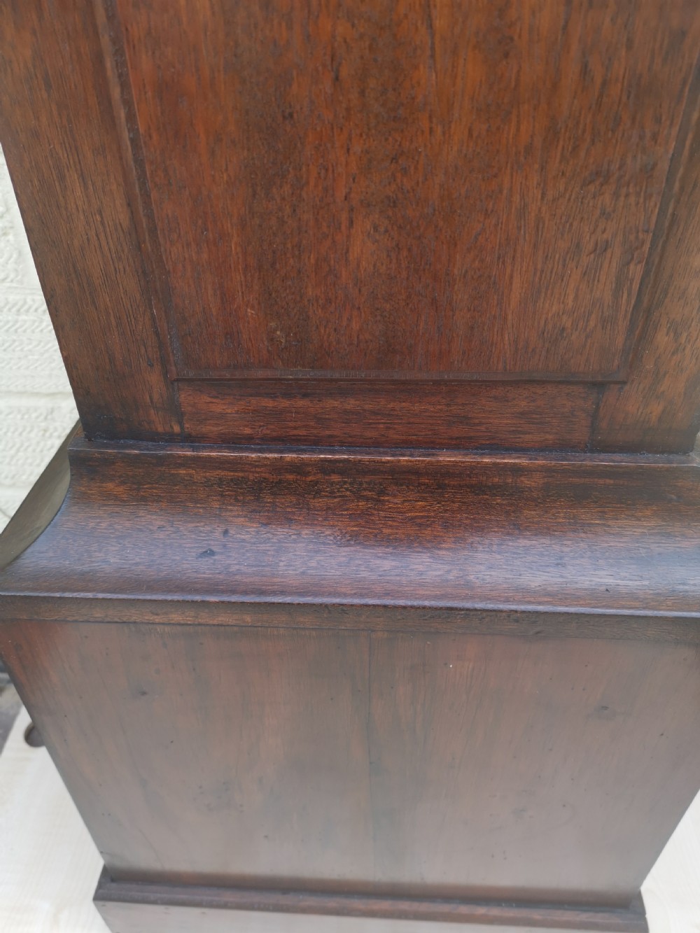 Antique 8 Day Striking Clock Mahogany Small 6ft 5.5in High Grandfather Longcase Clock.  View II