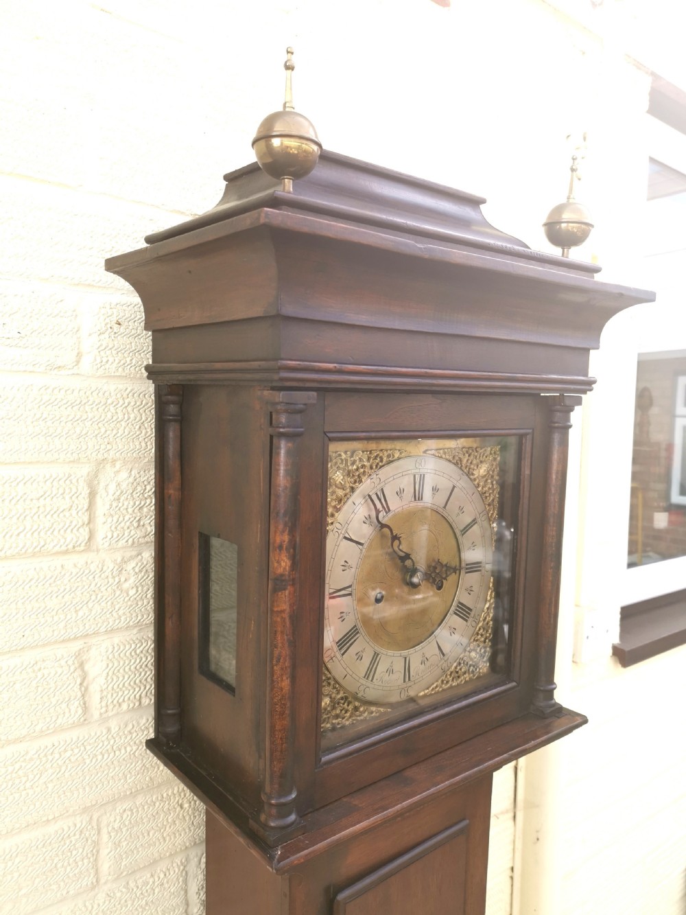Antique 8 Day Striking Clock Mahogany Small 6ft 5.5in High Grandfather Longcase Clock.  View IV